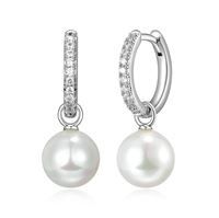 REIGN Earrings Sterling - Pearl Huggie Hoop R2AQB59727