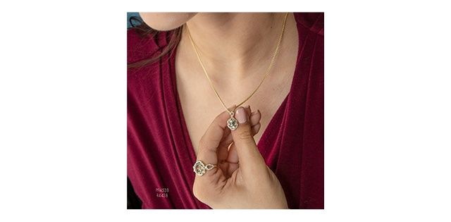 Corona Green Amethyst 10KY Gemstone Necklace