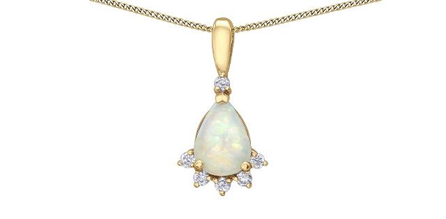 Corona Opal 10KY .06TW Gemstone Necklace DD8104