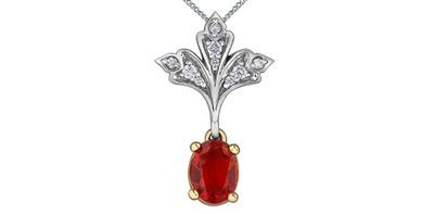 Corona Fire Opal 10KWY Gemstone Necklace