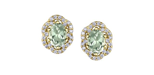 Corona Green Amethyst 10KY Gemstone Earrings