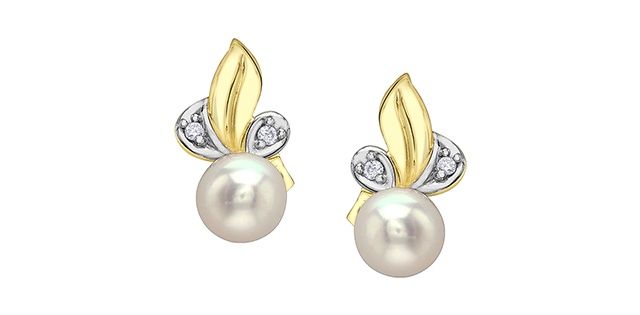 Corona Pearl 10KY .03TW Gemstone Earrings
