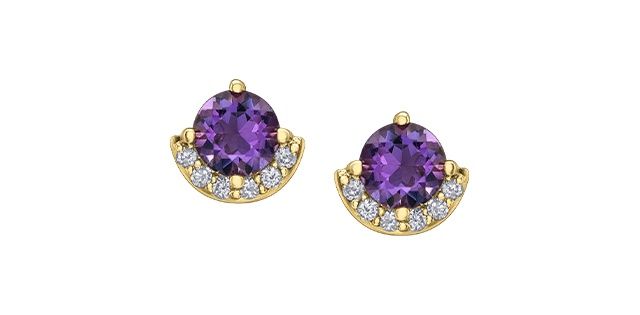 Corona Amethyst 10KY Gemstone Earrings