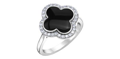Corona Black Onyx &amp; Diamonds .24TW 10K Gemstone Ring DX955
