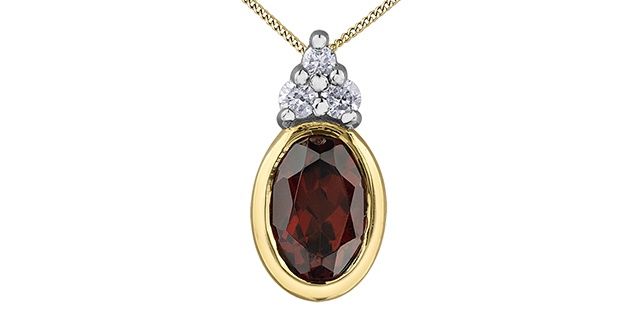 Corona Garnet 10KY Gemstone Necklace DD7960