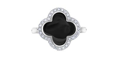 Corona Black Onyx &amp; Diamonds .24TW 10K Gemstone Ring DX955