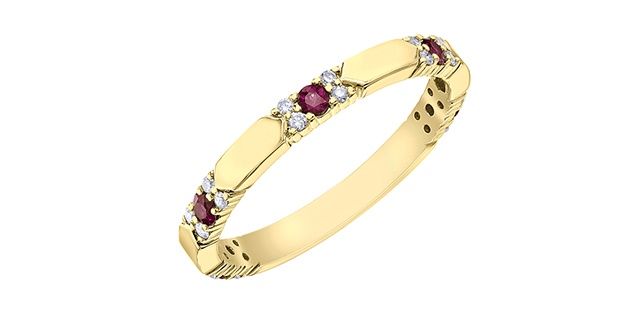 Corona Ruby &amp; Diamond 10KY .13TW  Gemstone Ring R50M46