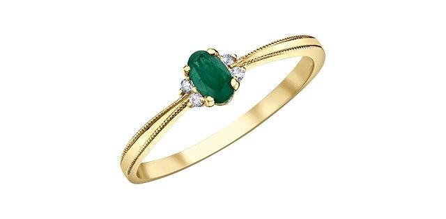 Corona Emerald 10KY Gemstone Ring R4432