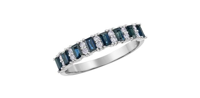 Corona Sapphire &amp; Diamond .14TW 10KW Gemstone Ring R50M73