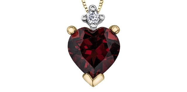 Forever Diamond Garnet 10KY .015TW Necklace PLT19930