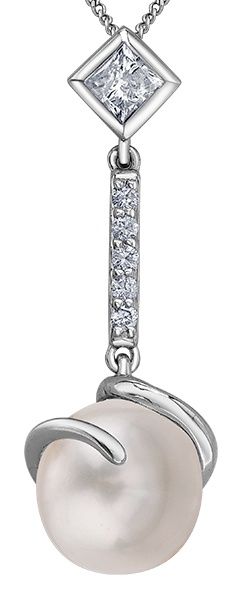 I Am Canadian 10KW .26TW Pearl &amp; Diamond Necklace PP4684