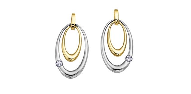 Maple Leaf Diamond 10KYW .08TW Earrings EE2415