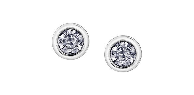 Maple Leaf Diamond 14KW .15TW Earrings EE1099