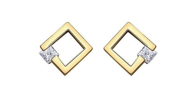 Maple Leaf Diamond14KY .10TW Earrings EE4483