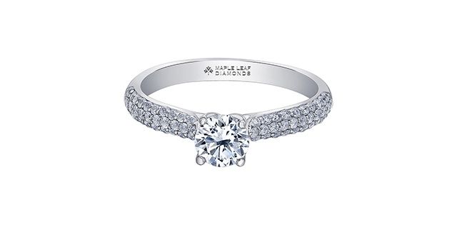Maple Leaf 18KPD .86TW Diamond Engagement Ring R3830 Eternal Flames