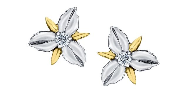 Maple Leaf Diamond 14KWY .12TW Earrings EE4410 Shelly Purdy Seasons