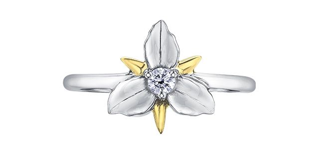 Maple Leaf 14KWY .09TWR Diamond Trillium Ring CH793 Shelly Purdy Seasons