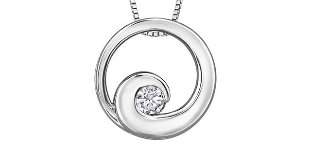 Maple Leaf Diamond 14KW .14TW Necklace PP4354 Tides of Love