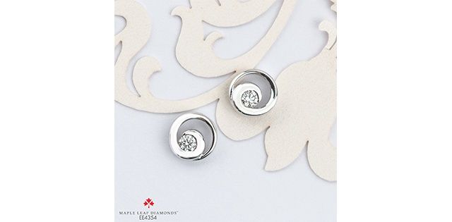 Maple Leaf Diamond 14KW .12TW Earrings EE4354 Tides of Love
