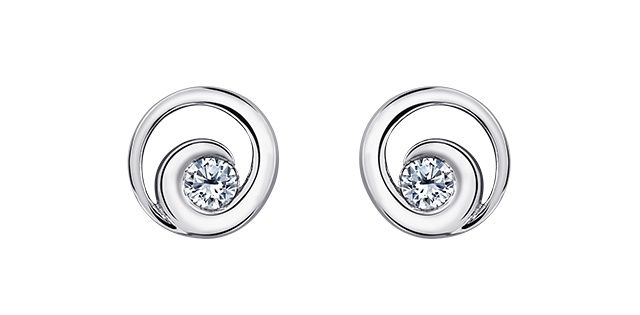 Maple Leaf Diamond 14KW .12TW Earrings EE4354 Tides of Love