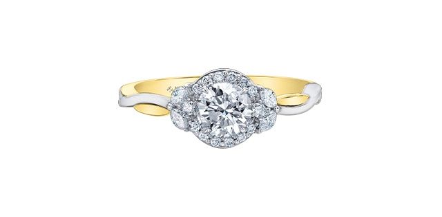 Maple Leaf 14KYW .90TW Diamond Engagement Ring R31391 Eternal Flames