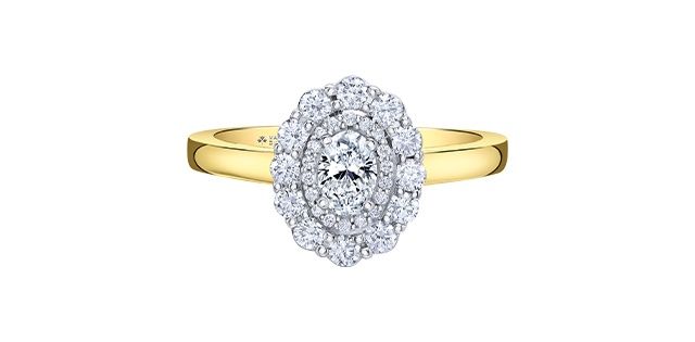 Maple Leaf 18KYW .77TW Diamond Engagement Ring R31424 Eternal Flames