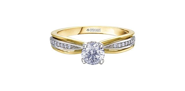 Maple Leaf 18KYW .70TW Diamond Engagement Ring R30103 Circle of Love