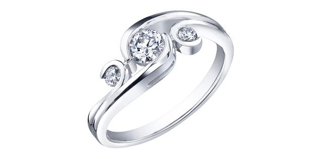 Maple Leaf 18KPD .70TW Diamond Engagement Ring R3301 Tides of Love