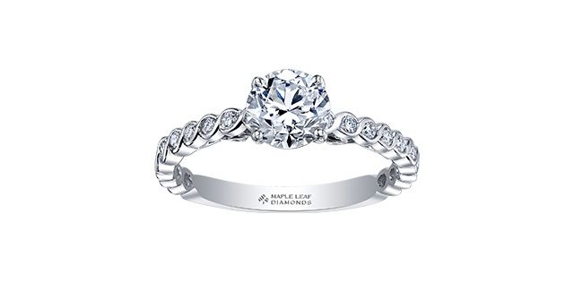 Maple Leaf 18KPD .85TW Diamond Engagement Ring R30374 Tides of Love