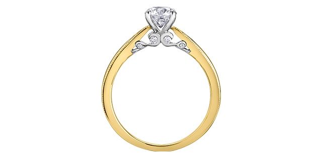 Maple Leaf 18KYW .75TW Diamond Engagement Ring R31044 Tides of Love