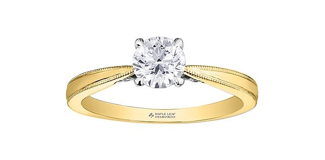 Maple Leaf 18KYW .75TW Diamond Engagement Ring R31044 Tides of Love