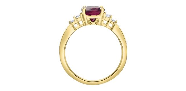 Maple Leaf 10KY .10TW Rhodolite Garnet &amp; Diamond Ring R4474