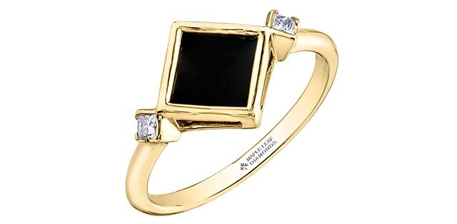 Maple Leaf 10KY .08TW Onyx &amp; Diamond Ring R52F86
