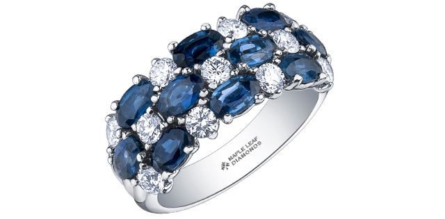 Maple Leaf 14KW .90TW Sapphire &amp; Diamond Ring R52G05