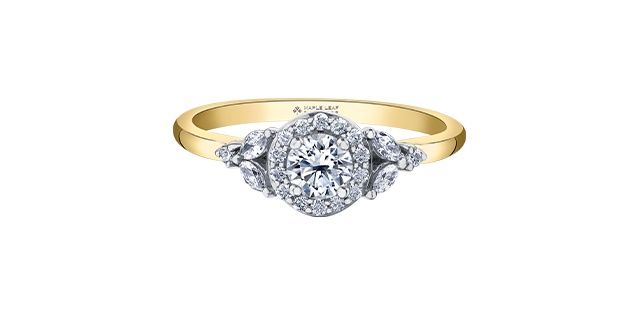 Maple Leaf 18KPD .50TW Diamond Engagement Ring R31227 Tide of Love