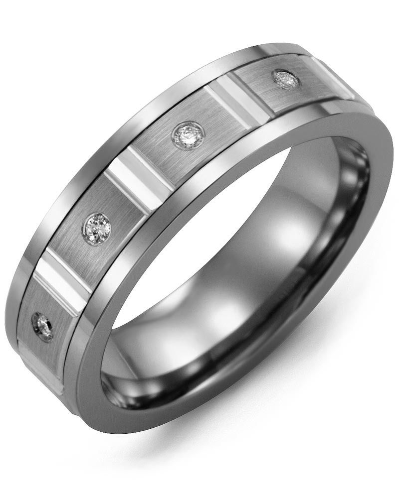 Madani Tungsten &amp; 10K White 7mm 0.06ct