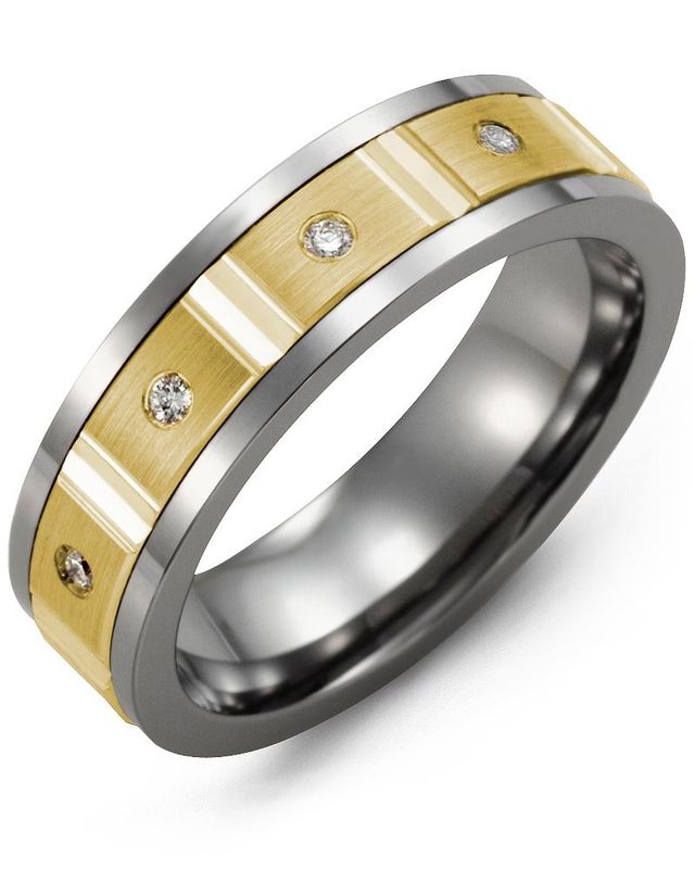 Madani Tungsten &amp; 10K White 7mm 0.06ct