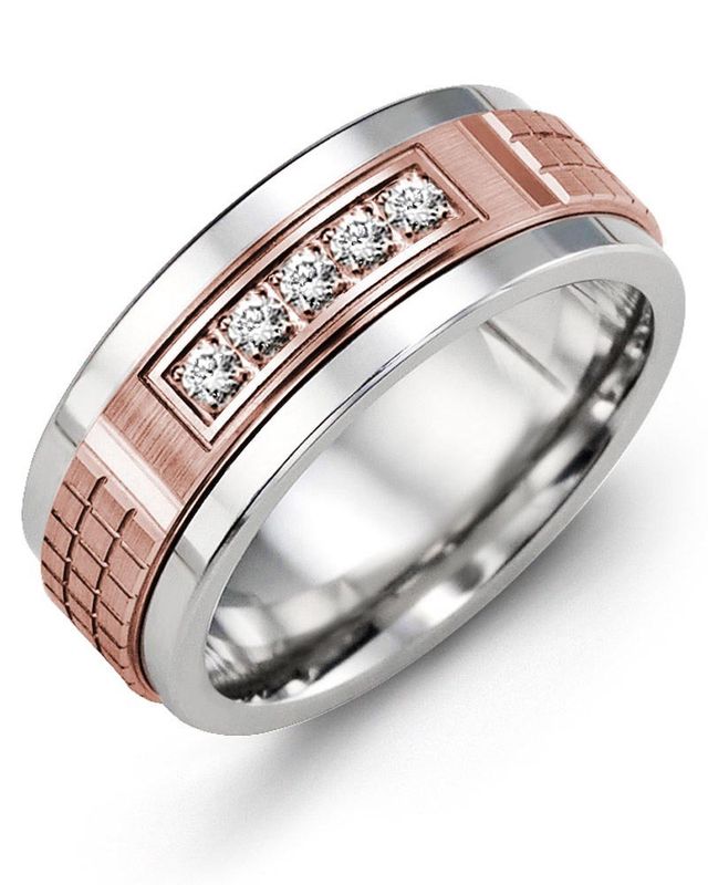 Madani Cobalt &amp; 10K White Gold Ring 9mm 0.15ct