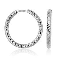 SteelX Earrings Textured Hoops - Stainless Steel T2XH300125