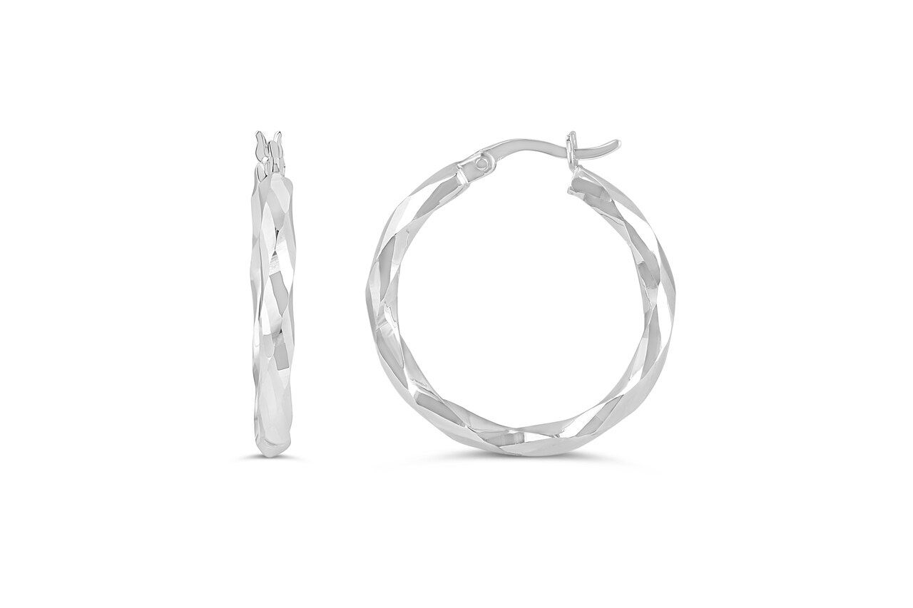 Bella Earrings 10K White Hoops 1005E