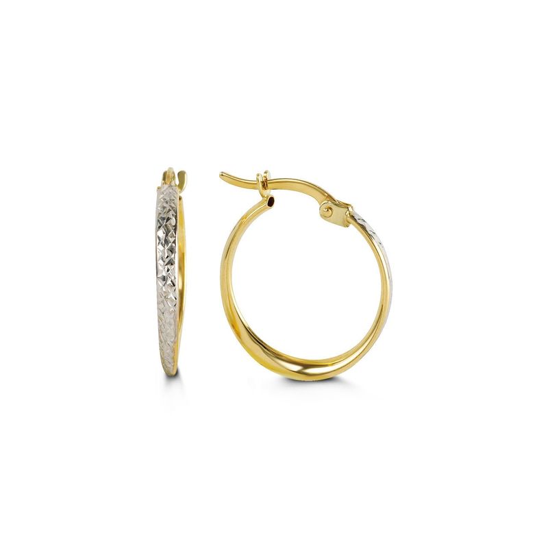 Bella Earrings 10K Yellow &amp; White Gold Hoops 1042D