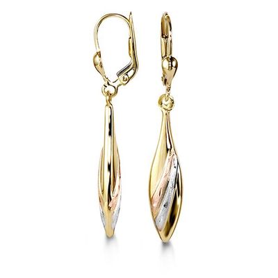 Bella Earrings 10K Tri-Colour Dangling French-back 1016