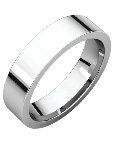Madani 10K White Gold Classic Flat Polish Ring 4mm
