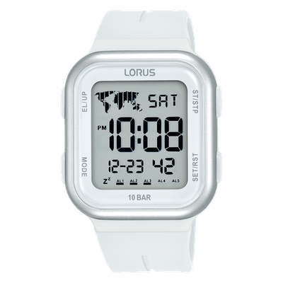Lorus Mens White Digital Watch R2355PX9