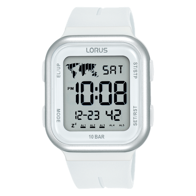 Lorus Mens White Digital Watch R2355PX9
