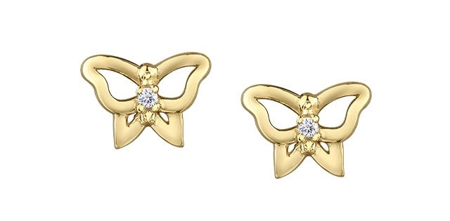 Corona Diamond 10KY .02TW Butterfly Earrings EE4376