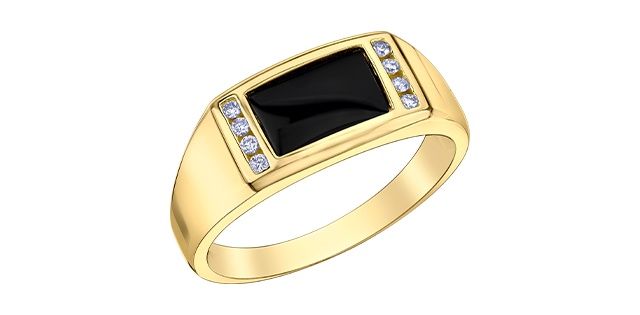 Corona  Black Onyx 10KY .10TW Mens Gemstone Ring R6808