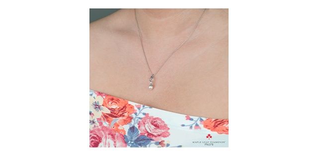 Maple Leaf 10KW .082TW Pearl &amp; Diamond Necklace PP4378