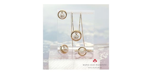 Maple Leaf 10KY .067TW Pearl &amp; Diamond Necklace PP4395