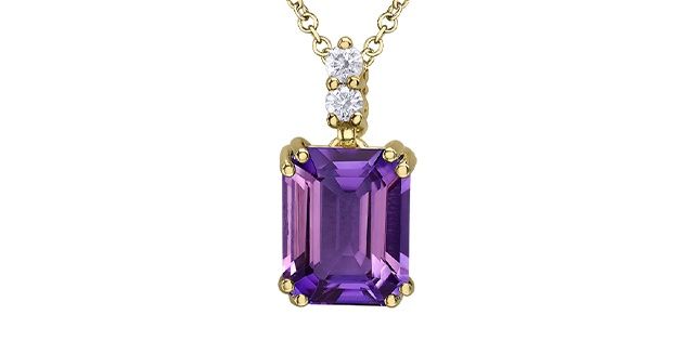 Maple Leaf 14KY .07TW Amethyst &amp; Diamond Necklace PP4620